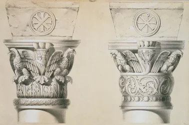 Byzantine capitals from columns in the nave of the church of St. Demetrius in Thessalonica